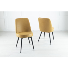 Clearance - Dover Mustard Dining Chair, Velvet Fabric Upholstered with Black Metal Legs - thumbnail 2