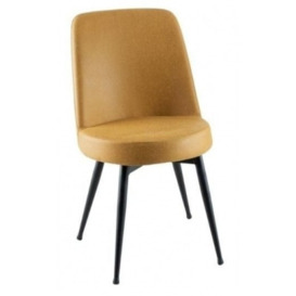 Clearance - Dover Mustard Dining Chair, Velvet Fabric Upholstered with Black Metal Legs - thumbnail 1