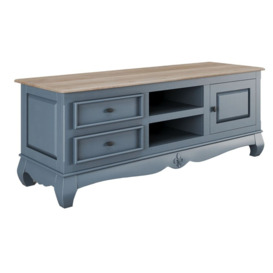 Clearance - Fleur French Style TV Unit, Stiffkey Blue Painted Solid Mango Wood, Large Cabinet 135cm, Stand Upto 50in Plasma - thumbnail 3