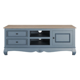 Clearance - Fleur French Style TV Unit, Stiffkey Blue Painted Solid Mango Wood, Large Cabinet 135cm, Stand Upto 50in Plasma - thumbnail 2