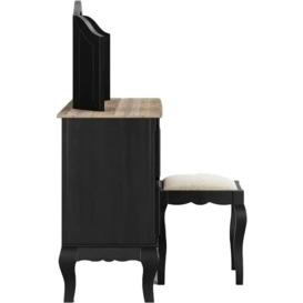 Clearance - Fleur French Style Black 4 Drawer Kneehole Dressing Table - Made in Solid Mango Wood - thumbnail 3