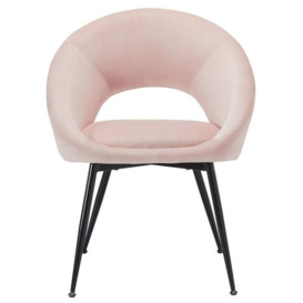 Lulu Pink Velvet Fabric Dining Chair with Black Legs (Sold in Pairs)