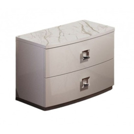 Betty High Gloss White 2 Drawer Italian Bedside Cabinet