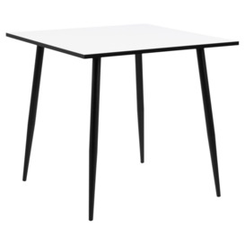 Wilma White and Matt Black Legs 2 Seater Square Dining Table - 80cm - thumbnail 2