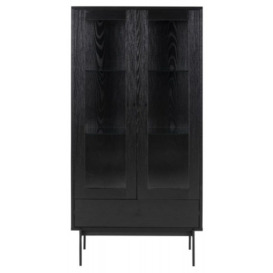 Avilla Black 2 Door 1 Drawer Display Cabinet - thumbnail 1