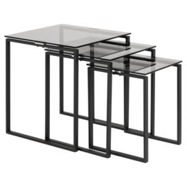 Kiefer Smoked Glass Top Nest of 3 Tables