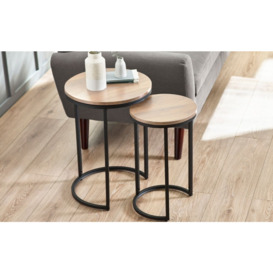 Tribeca Round Nesting Side Table - Comes in Sonoma Oak and Walnut Options - thumbnail 2