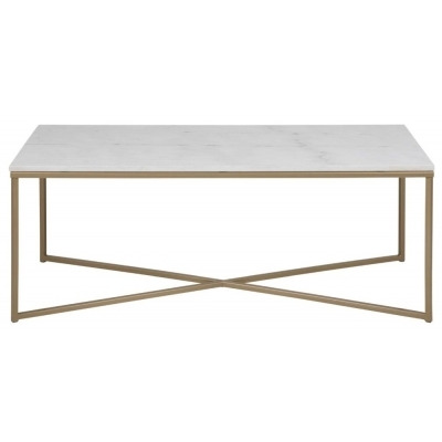 Apison White Guangxi Marble Effect Top and Gold Coffee Table - image 1
