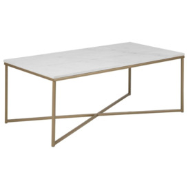 Apison White Guangxi Marble Effect Top and Gold Coffee Table - thumbnail 3