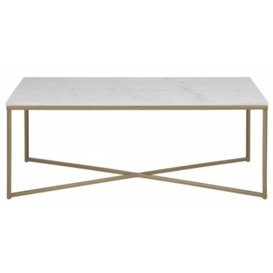 Apison White Guangxi Marble Effect Top and Gold Coffee Table
