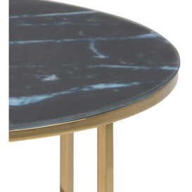 Alisma Black Marquina Marble Effect Top and Gold Round Coffee Table - thumbnail 2