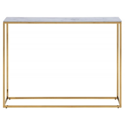 Apison White Marble Effect Top and Gold Console Table - image 1