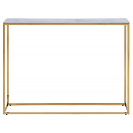 Apison White Marble Effect Top and Gold Console Table - thumbnail 1