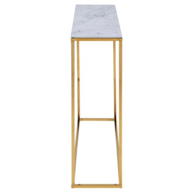 Apison White Marble Effect Top and Gold Console Table - thumbnail 3