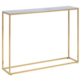 Apison White Marble Effect Top and Gold Console Table - thumbnail 2