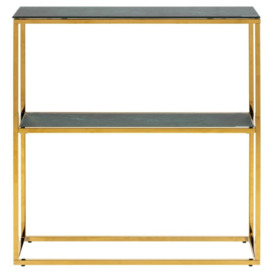 Apison Green Juniper Marble Effect Top and Gold Console Table