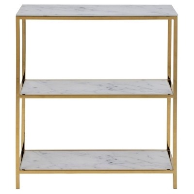 Apison White Marble Effect and Gold Small Bookcase - image 1