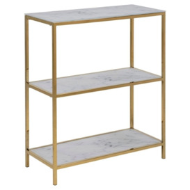 Apison White Marble Effect and Gold Small Bookcase - thumbnail 2