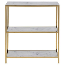 Apison White Marble Effect and Gold Small Bookcase