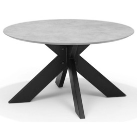 Sedley Concrete and Black 6 Seater Round Dining Table - 150cm - thumbnail 1