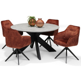 Sedley Concrete and Black 6 Seater Round Dining Table - 150cm - thumbnail 2