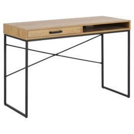 Salvo 1 Drawer Office Desk with Open Compartment - Comes in Wild Oak and Black Melamine Top Options - thumbnail 3