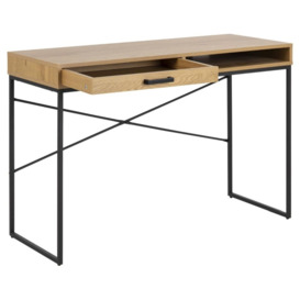 Salvo 1 Drawer Office Desk with Open Compartment - Comes in Wild Oak and Black Melamine Top Options - thumbnail 2