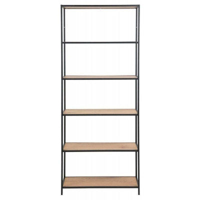 Salvo Low Bookcase with 5 Shelves - Comes in Wild Oak and Metal Or Clear Glass and Metal Options - image 1