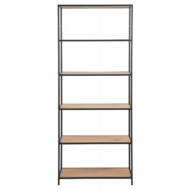 Salvo Low Bookcase with 5 Shelves - Comes in Wild Oak and Metal Or Clear Glass and Metal Options - thumbnail 1