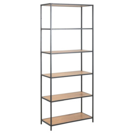 Salvo Low Bookcase with 5 Shelves - Comes in Wild Oak and Metal Or Clear Glass and Metal Options - thumbnail 3