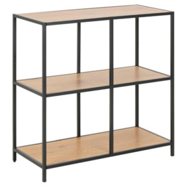 Salvo Oak and Black Metal Bookcase with 2 Shelves - thumbnail 2