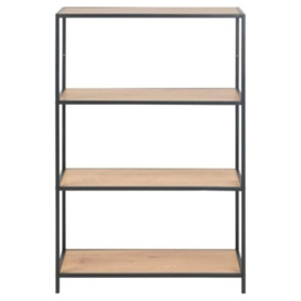 Salvo Oak and Black Metal Low Bookcase with 3 Shelves
