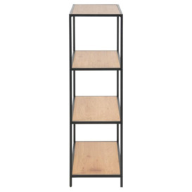Salvo Oak and Black Metal Low Bookcase with 3 Shelves - thumbnail 3