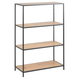 Salvo Oak and Black Metal Low Bookcase with 3 Shelves - thumbnail 2