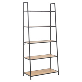 Salvo Oak and Black Metal Low Bookcase with 5 Shelves - thumbnail 3
