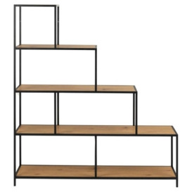 Salvo Wild Oak and Black Large Bookcase with 4 Shelves - thumbnail 1