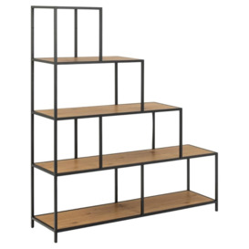 Salvo Wild Oak and Black Large Bookcase with 4 Shelves - thumbnail 3