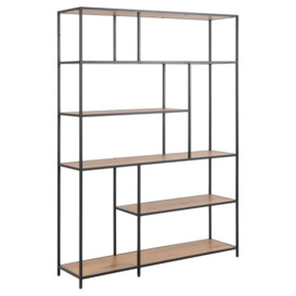 Salvo Oak and Black Metal Bookcase with 5 Shelves - thumbnail 3