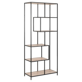 Salvo Tall Bookcase with 5 Shelves - Comes in Sonoma Oak & Black Melamine and Gold Options - thumbnail 3