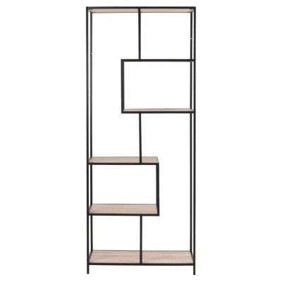 Salvo Tall Bookcase with 5 Shelves - Comes in Sonoma Oak & Black Melamine and Gold Options - image 1