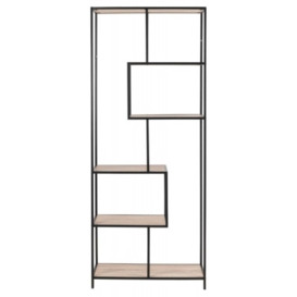 Salvo Tall Bookcase with 5 Shelves - Comes in Sonoma Oak & Black Melamine and Gold Options - thumbnail 1