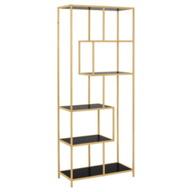Salvo Black Melamine and Gold Bookcase with 5 Shelves - thumbnail 3