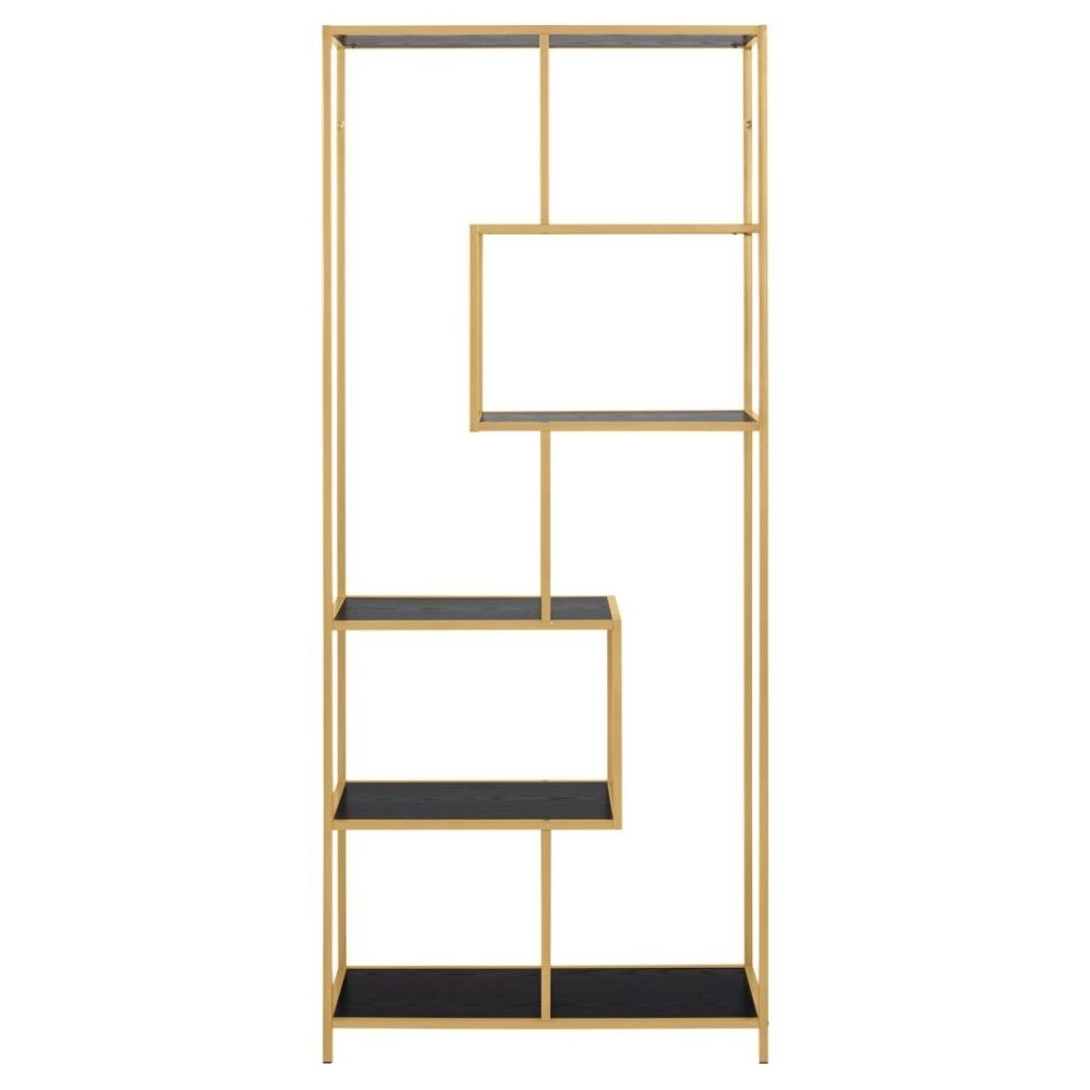 Salvo Black Melamine and Gold Bookcase with 5 Shelves - image 1