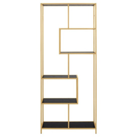 Salvo Black Melamine and Gold Bookcase with 5 Shelves