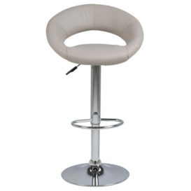 Pinole Taupe Faux Leather and Chrome Gas Lift Bar Stool - (Sold in Pairs)