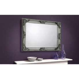 Rococo Pewter Carved Rectangular Wall Mirror - 110cm x 80cm - thumbnail 2