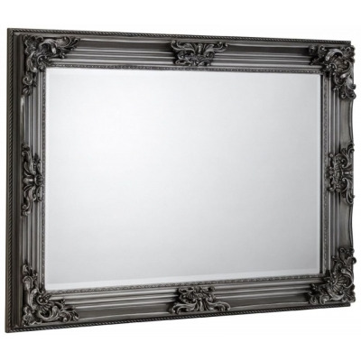 Rococo Pewter Carved Rectangular Wall Mirror - 110cm x 80cm - image 1