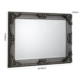 Rococo Pewter Carved Rectangular Wall Mirror - 110cm x 80cm - thumbnail 3