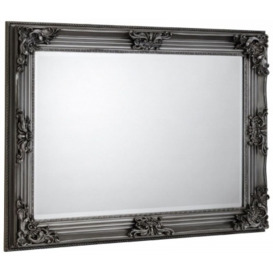 Rococo Pewter Carved Rectangular Wall Mirror - 110cm x 80cm - thumbnail 1