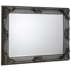 Rococo Pewter Carved Rectangular Wall Mirror - 110cm x 80cm